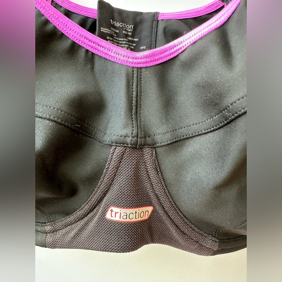 TRIUMPH - TRI-ACTION ENDURANCE HIGH IMPACT SPORTS BRA BLACK/PURPLE 18D (US 40D) - Picture 6 of 14